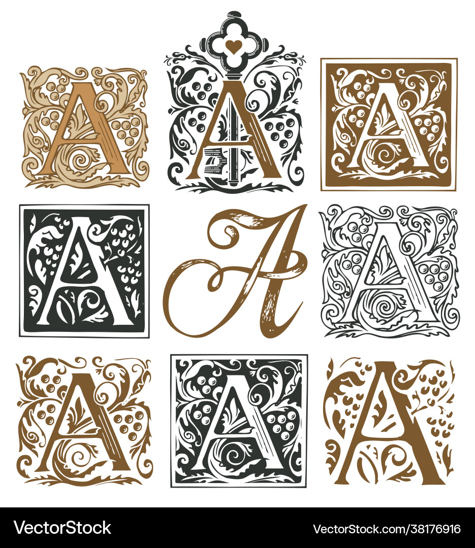 Vintage Initial Letter A mit barocken Dekorationen Vintage Initial Letter A mit barocken Dekorationen vektorbild