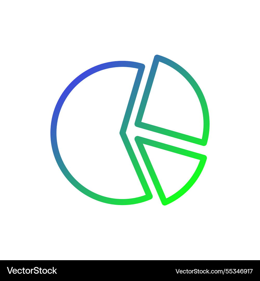 Gradient pie chart icon for data visualization Gradient pie chart icon for data visualization vector image
