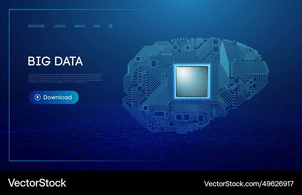 Große Daten blau Technologie Hintergrundschaltung Gehirn Große Daten blau Technologie Hintergrundschaltung Gehirn vektorbild