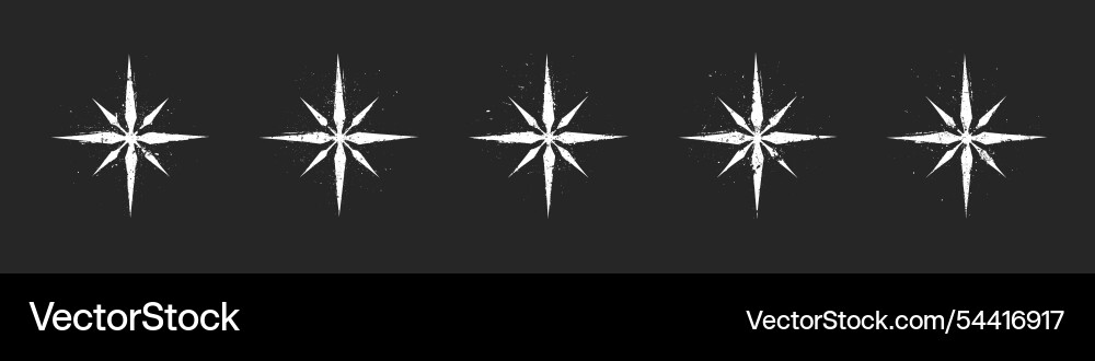 Grunge style textured 8 pointed stars isolated Vector Image