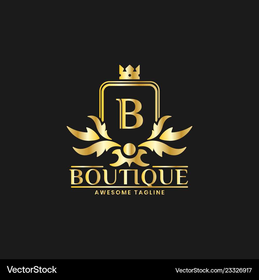 Luxury Boutique Logo Template - Gold Vector Image