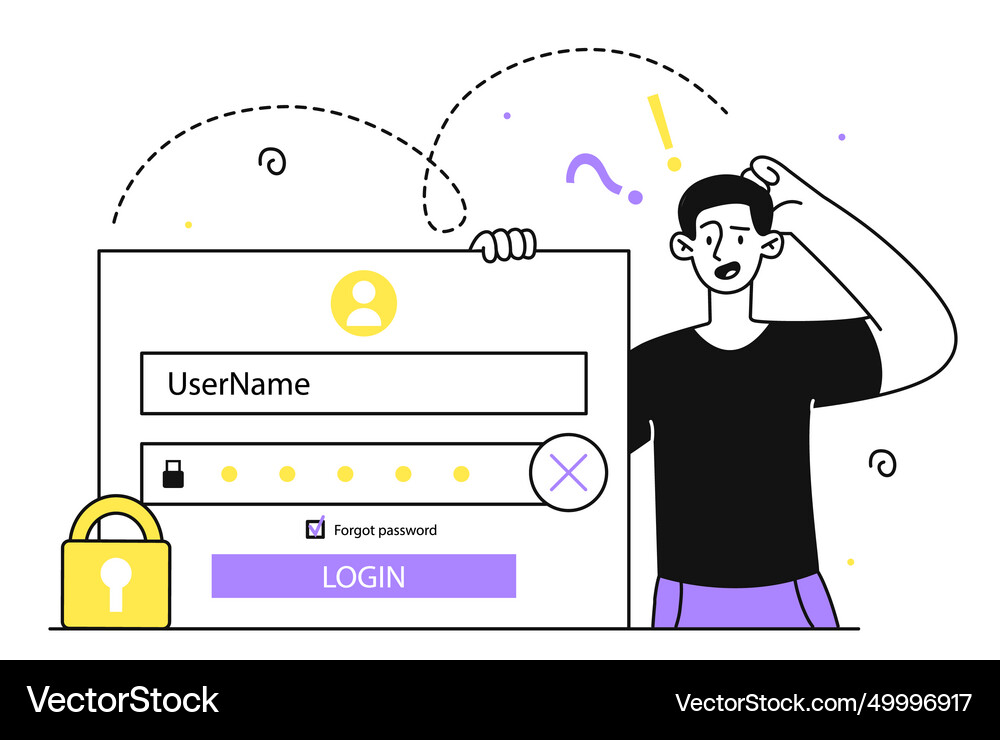 Man forgot password linear concept – Royalty-Free Vector | VectorStock