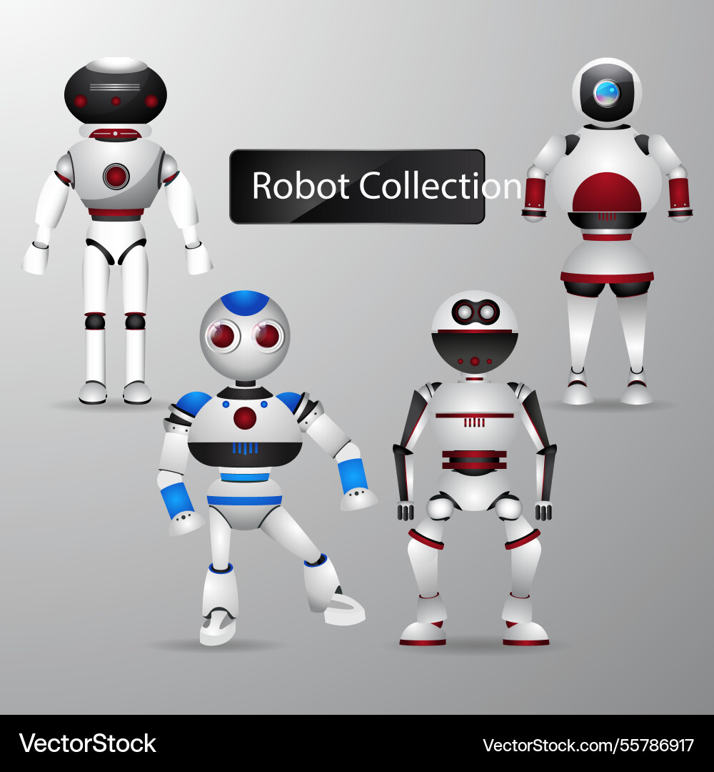 Realistic robot character collection Vector Image