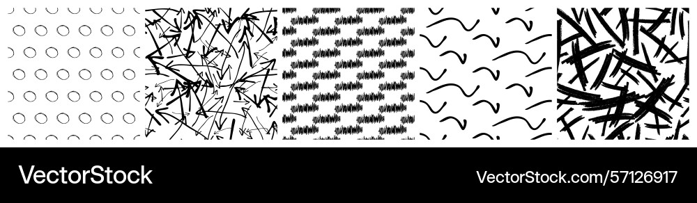Set of seamless patterns with scribble smears Set of seamless patterns with scribble smears vector image