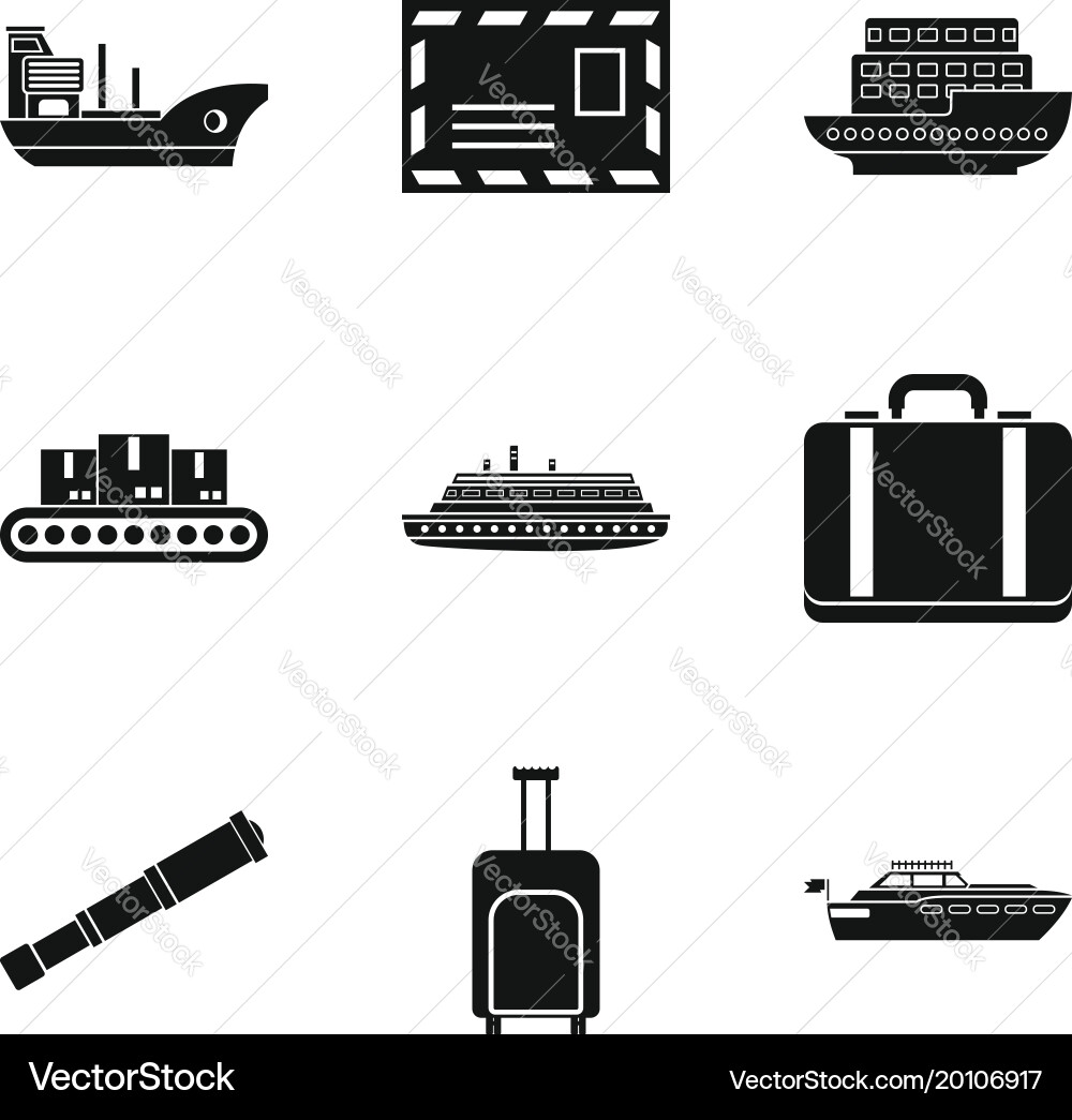 Shipping icons set simple style Vector Image