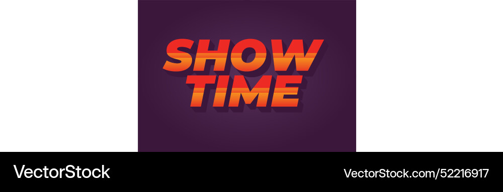 Show time text effect in 3d style with good colors Vector Image