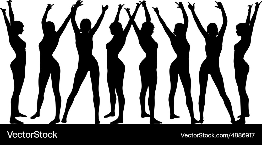 Woman Silhouette Hands Up Gesture Vector Image