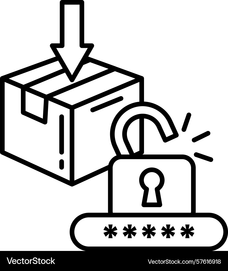 A box with keyhole on the front and downward vector image