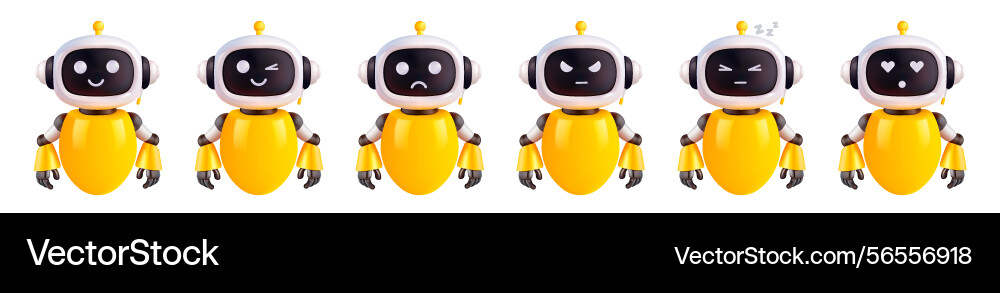 A collection featuring yellow and white robots A collection featuring yellow and white robots vector image