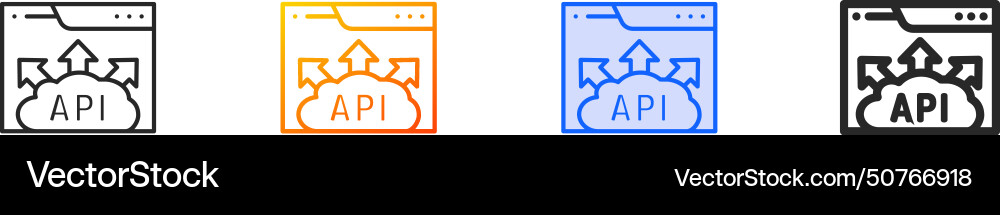Api iconthin linear gradient blue stroke and bold Api iconthin linear gradient blue stroke and bold vector image