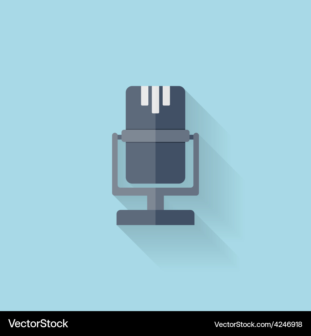 Flat web icon microphone Vector Image