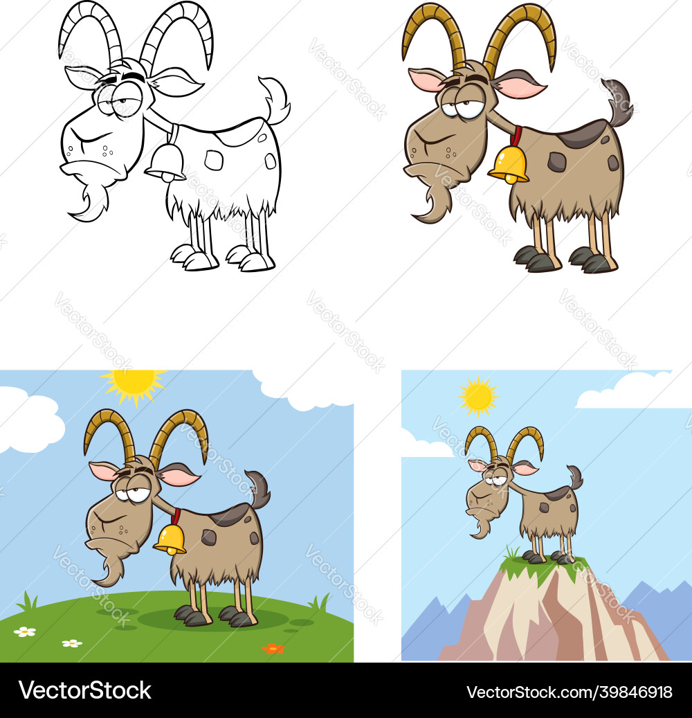 Grumpy goat set collection Grumpy goat set collection vector image