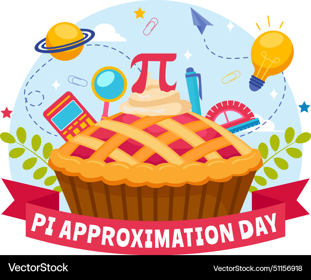 Pi approximation day on july 22 with mathematical Pi approximation day on july 22 with mathematical Vector Image