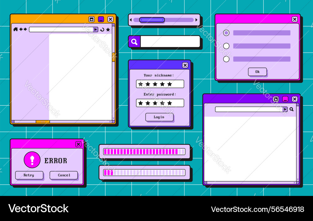 Retro user interface set Retro user interface set vector image