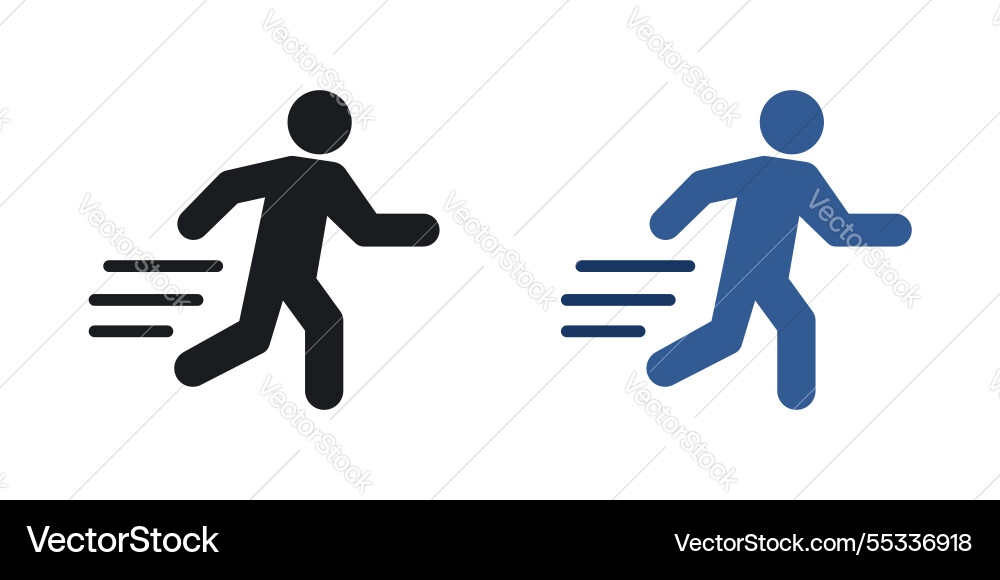 Running icons set black and colored style Running icons set black and colored style vector image