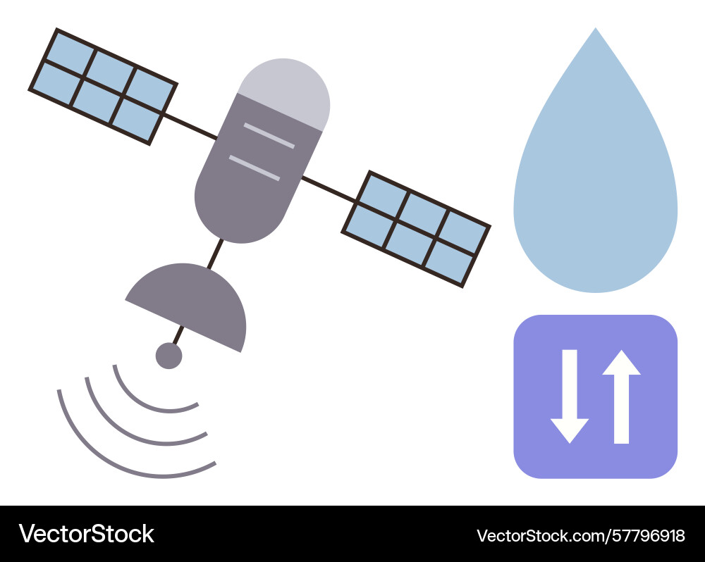 Satellite tracking water usage with data Satellite tracking water usage with data vector image