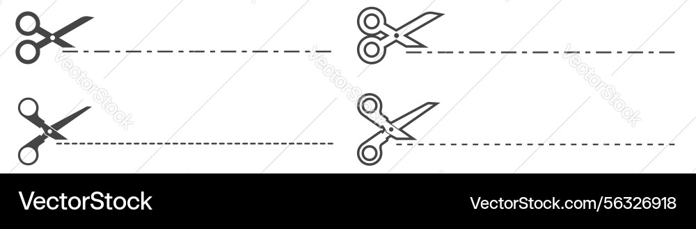 Scissors with cut line icon set flat isolated Scissors with cut line icon set flat isolated Vector Image