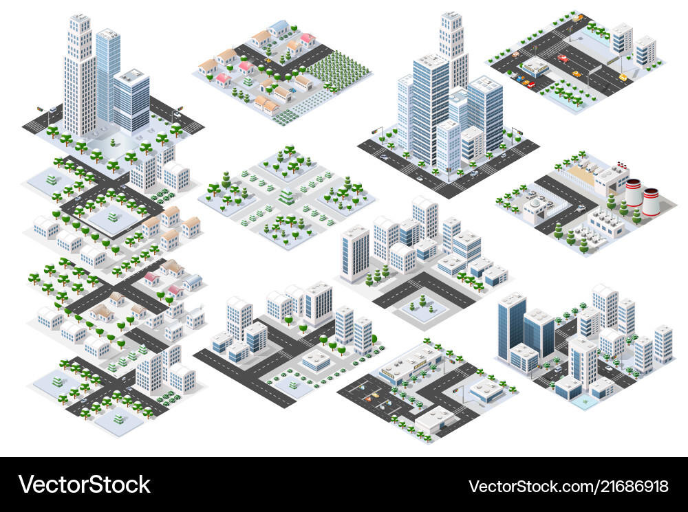 Set urban district Royalty Free Vector Image - VectorStock