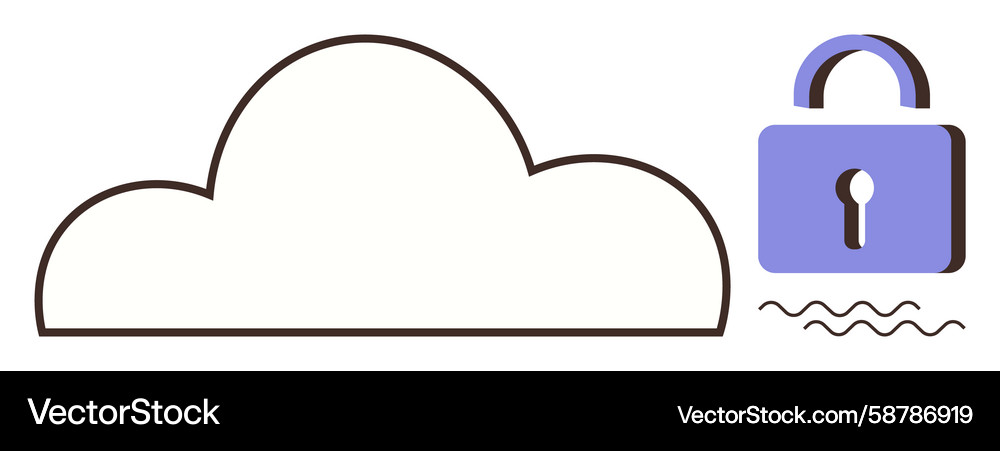 Cloud and padlock signifying secure online data Cloud and padlock signifying secure online data Vector Image