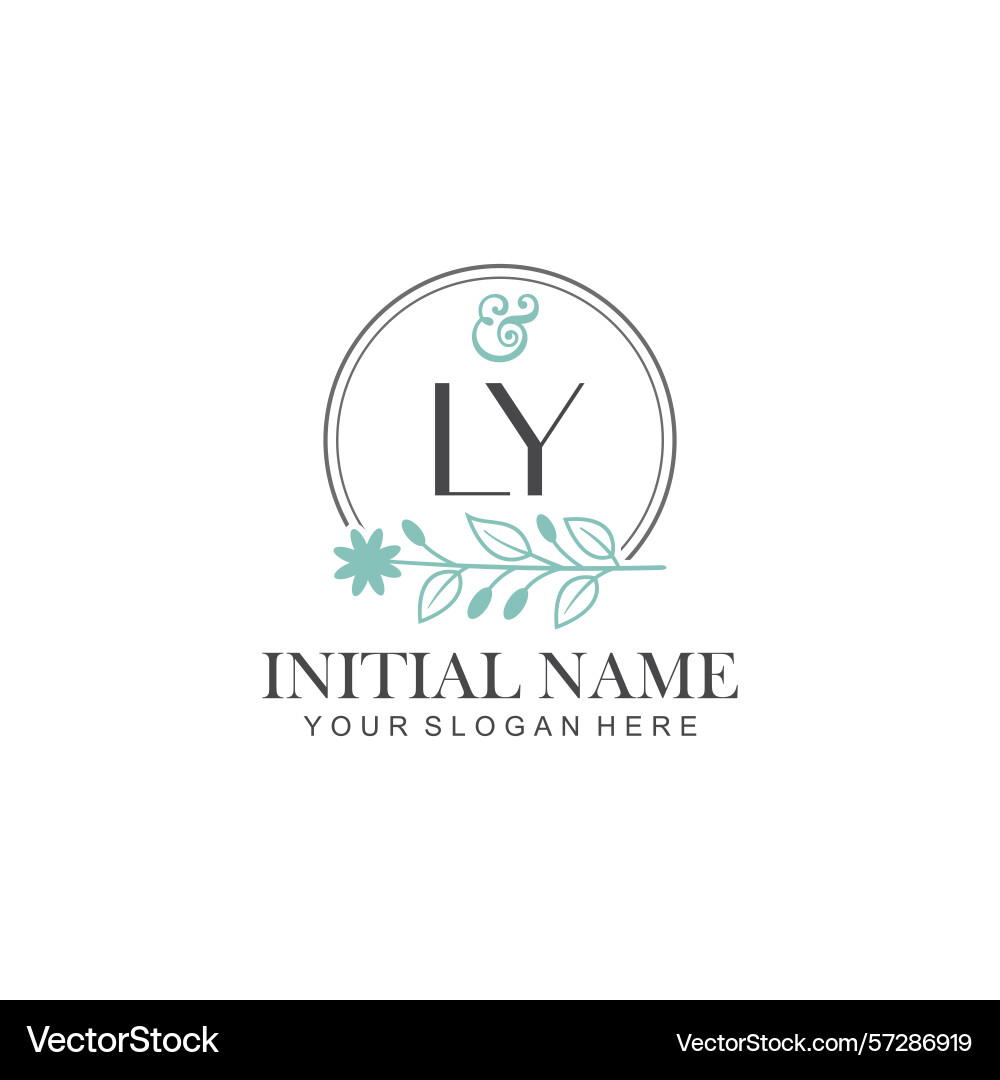 Ly initial logo templates with botanical elements Vector Image