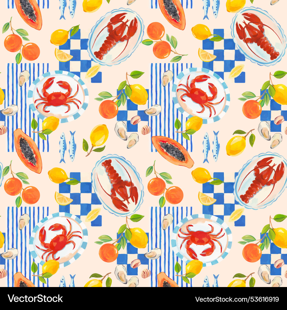 Mediterranean Summer Pattern Vector Image