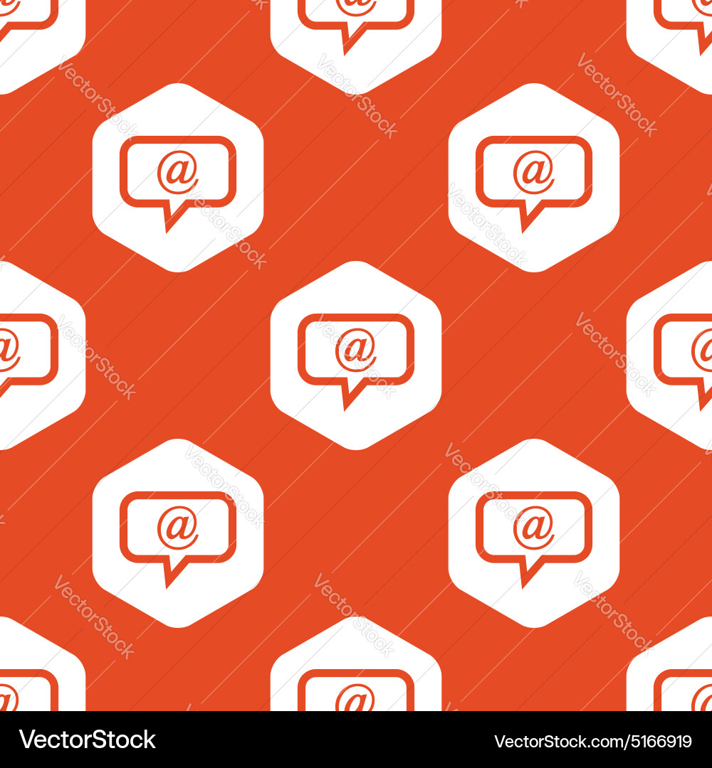 Orange hexagon mail message pattern vector image