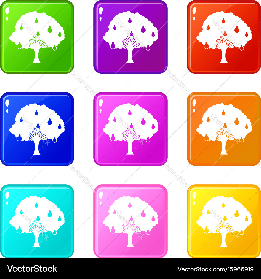 Pear tree with pears set 9 vector image