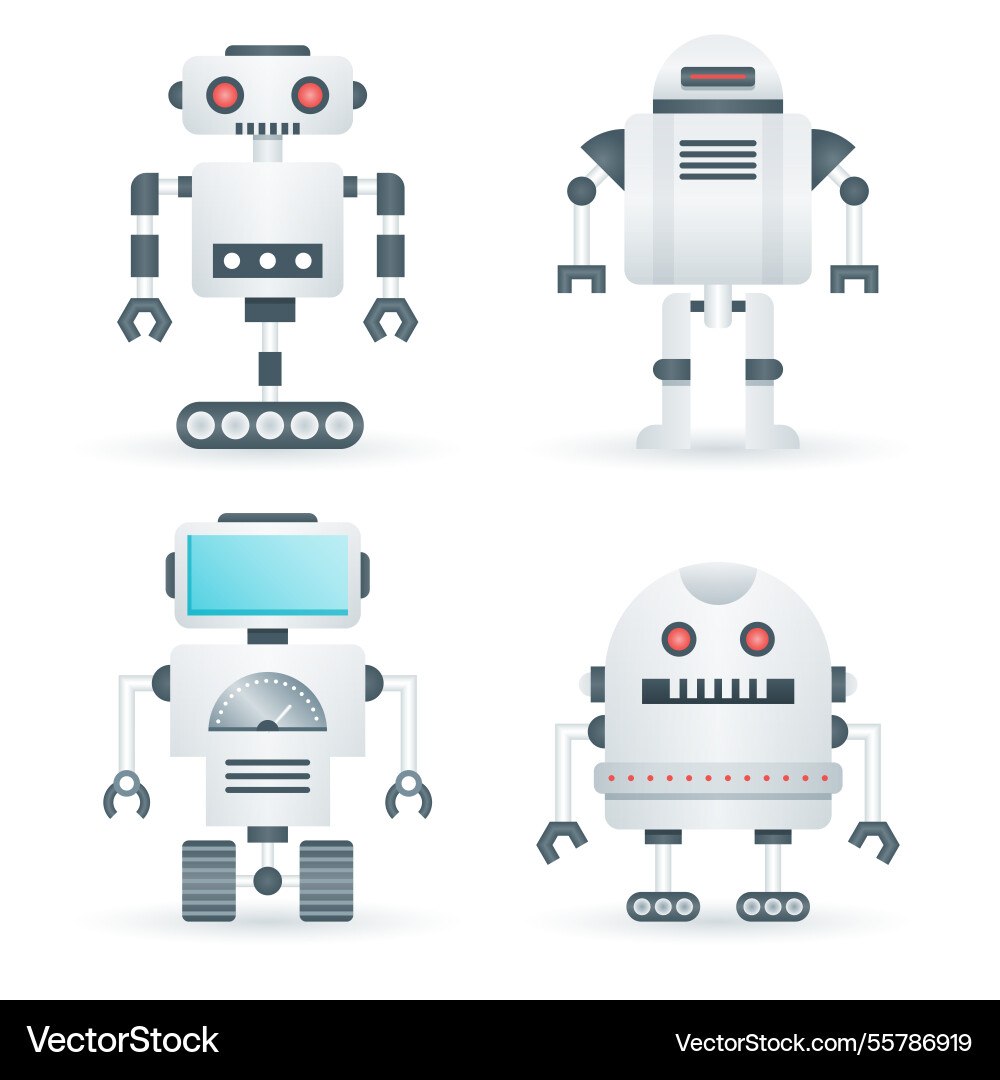 Realistic robot character collection Vector Image