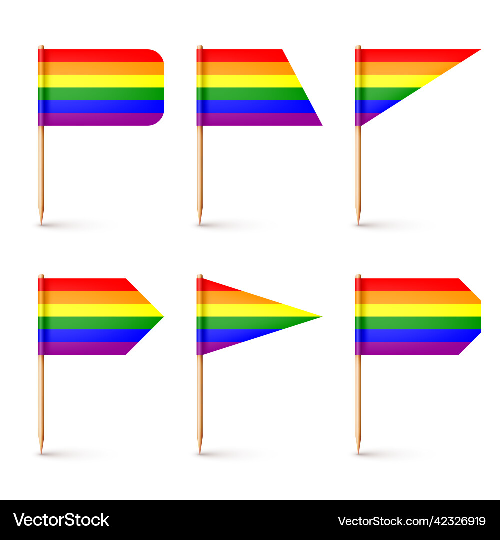 Realistische verschiedene Zahnstocher-Flags Holz Realistische verschiedene Zahnstocher-Flags Holz vektorbild