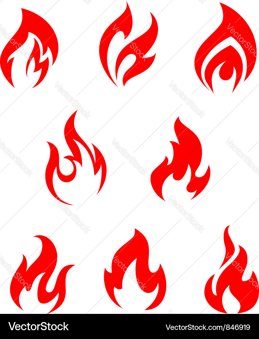Red Fire Flames Collection vector image