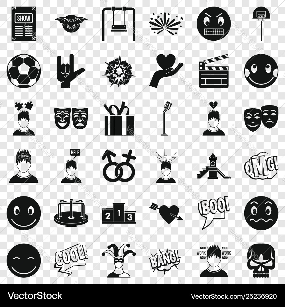 Face emotion icons set simple style Vector Image
