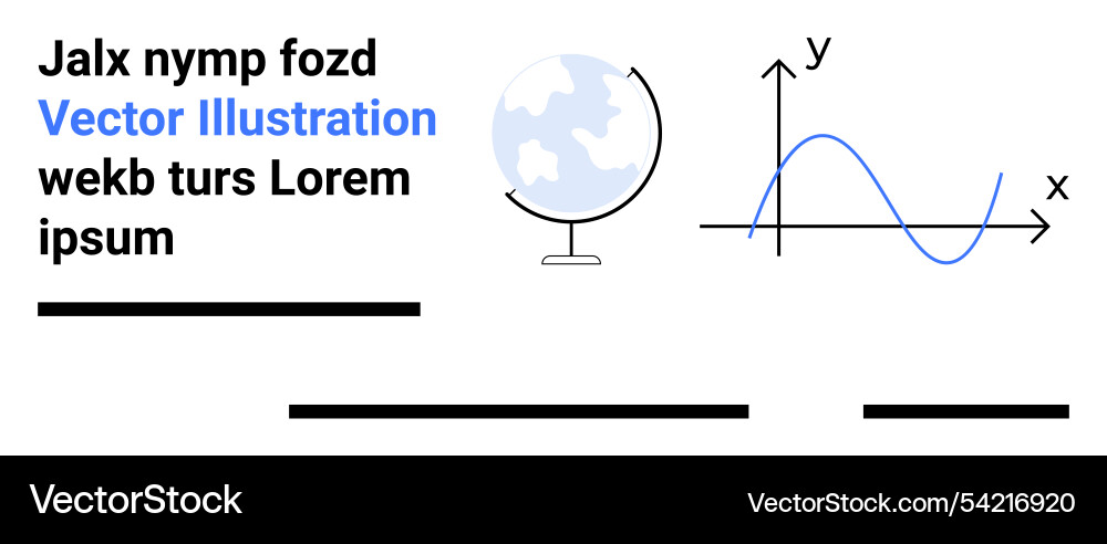 Globe and graph with typography in minimalistic Globe and graph with typography in minimalistic vector image