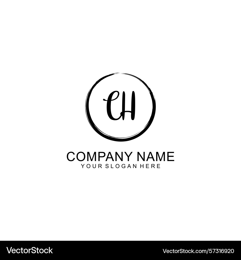 Handwritten ch initial logo with circle Vector Image