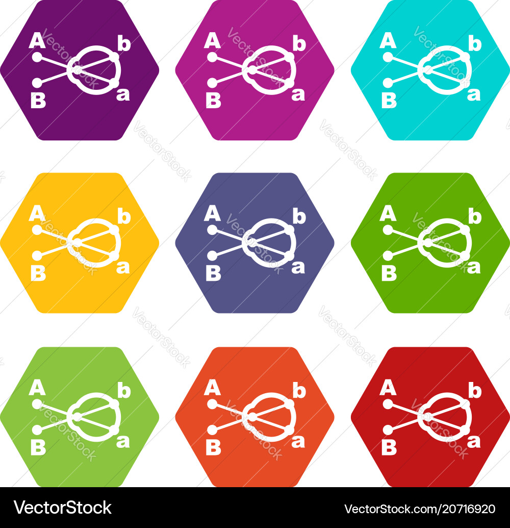 Hyperopia icons set 9 vector image