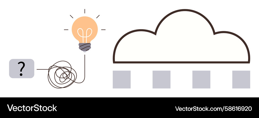 Lightbulb connecting a question mark to cloud Lightbulb connecting a question mark to cloud Vector Image