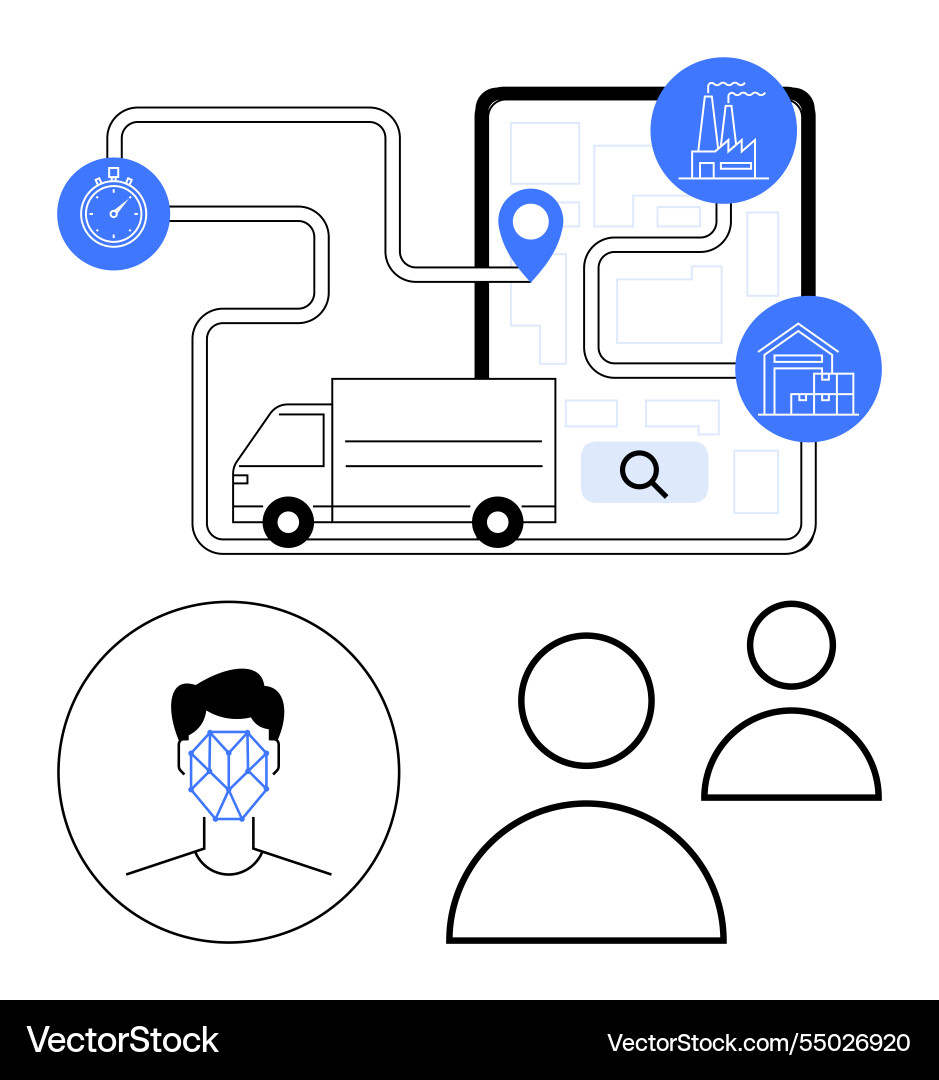 Logistics and ai integration with route mapping Logistics and ai integration with route mapping vector image
