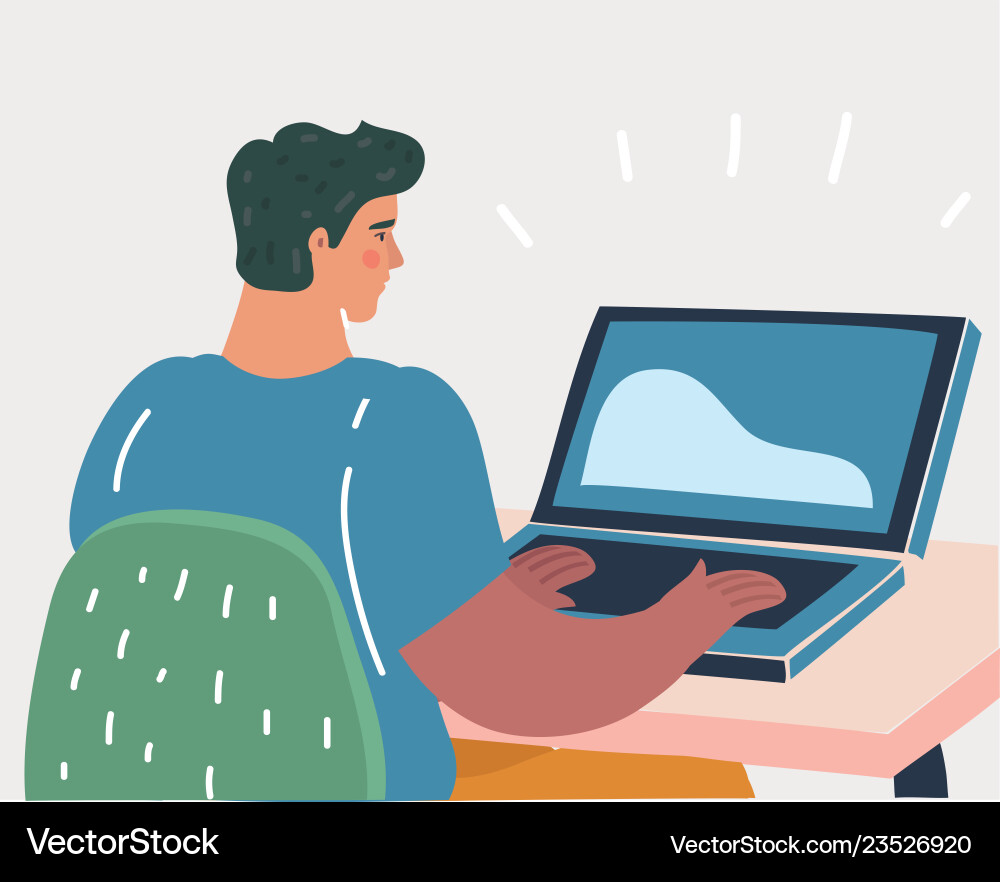 Man working on computer vector image