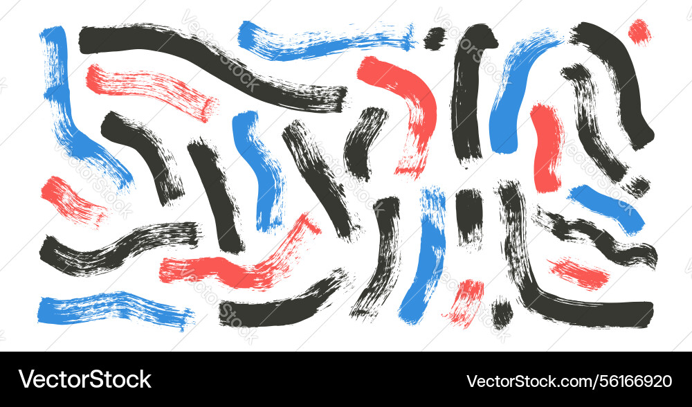 Paintbrush linear scribble elements set isolated Paintbrush linear scribble elements set isolated vector image
