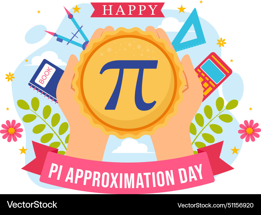 Pi approximation day on july 22 with mathematical Vector Image