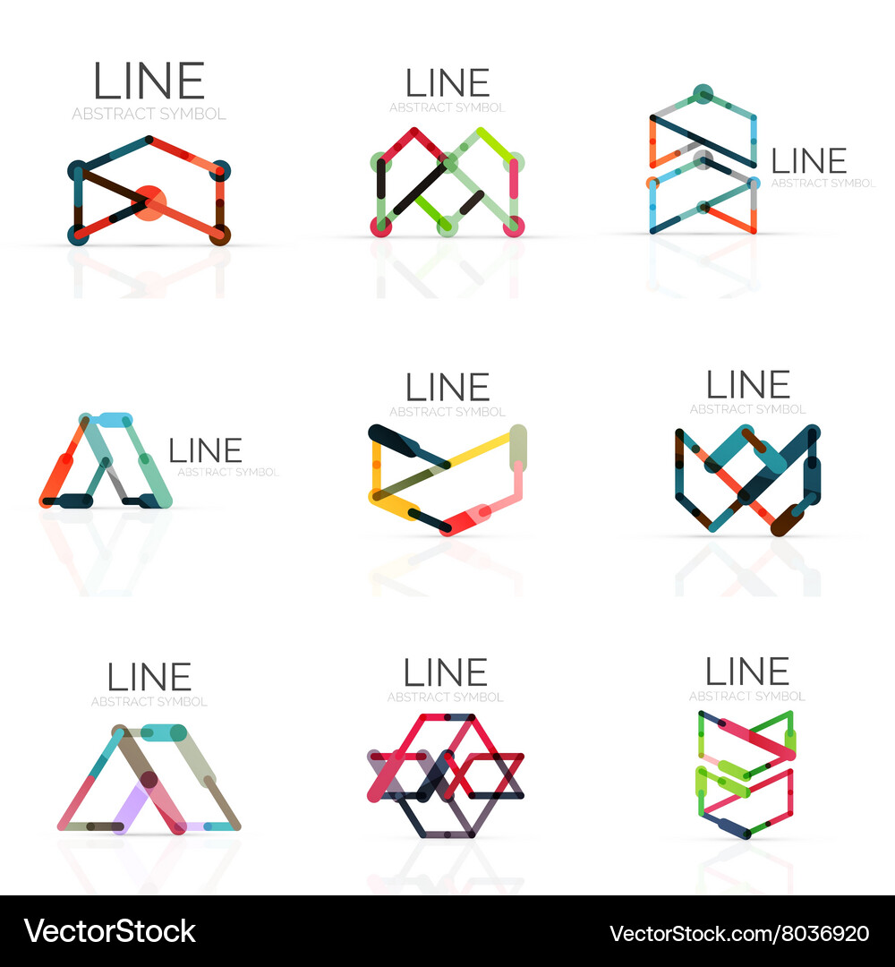 Set of linear abstract logos connected Vector Image