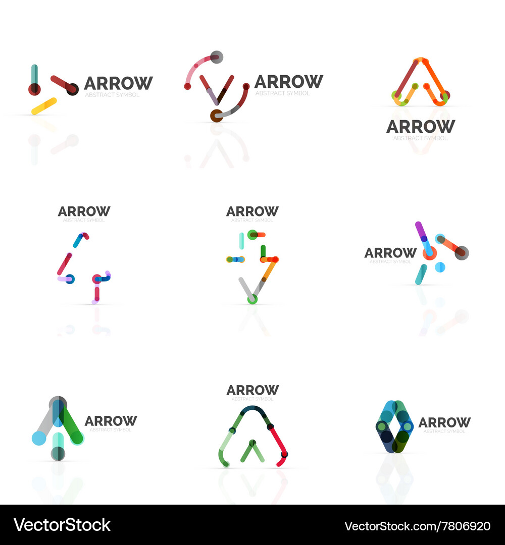Set of linear arrow abstract logos connected Vector Image