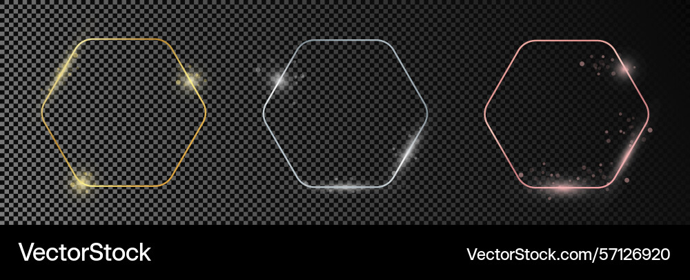 Set of three rounded hexagon frames vector image