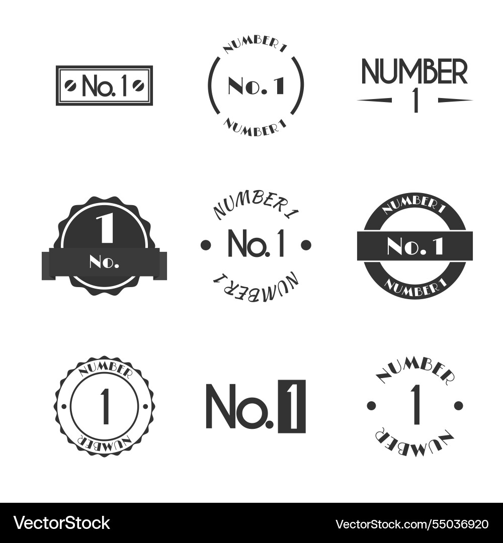 Set of various labels with text number one flat Set of various labels with text number one flat vector image