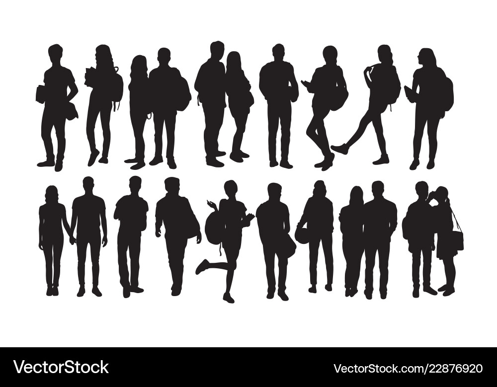 Student activity silhouettes Royalty Free Vector Image