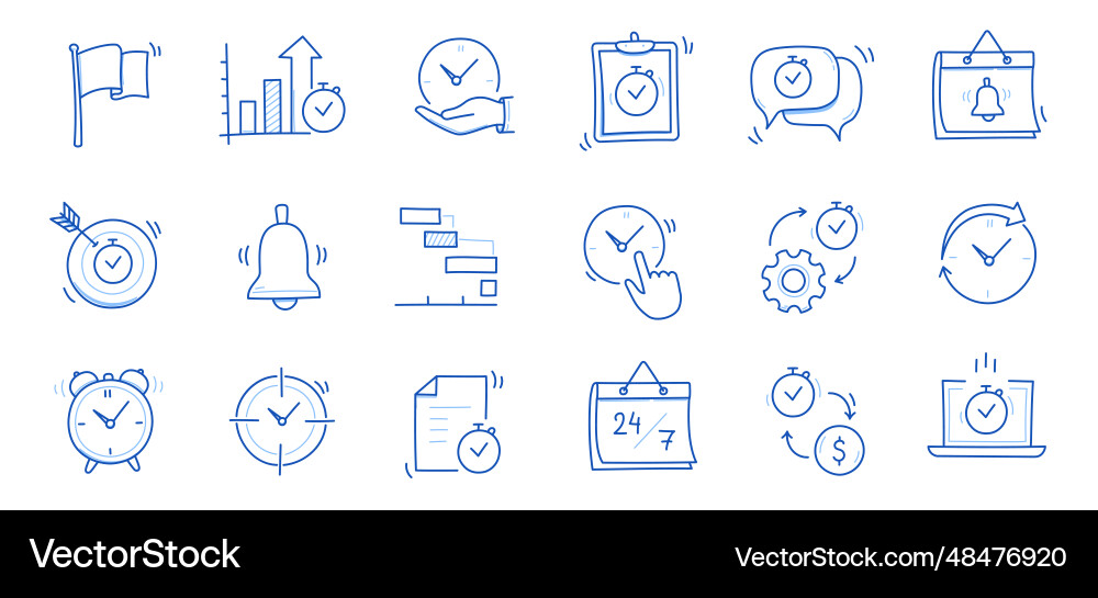 Zeitkalender doodle line icon set hand gezeichnet Zeitkalender doodle line icon set hand gezeichnet vektorbild