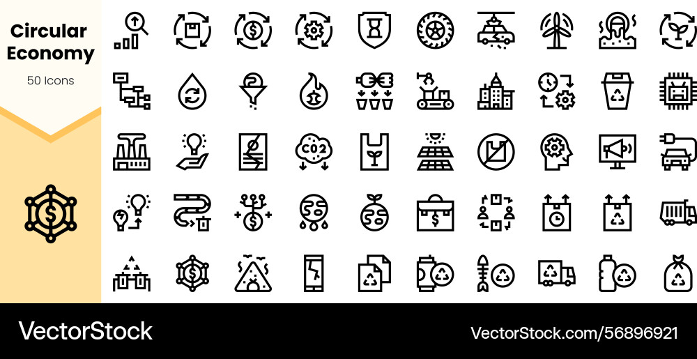 A comprehensive set of circular economy icons Vector Image