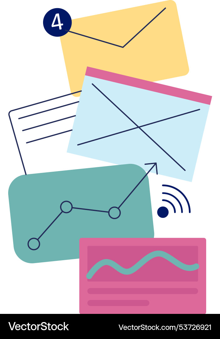 Charts diagrams graphs and envelope icon vector image