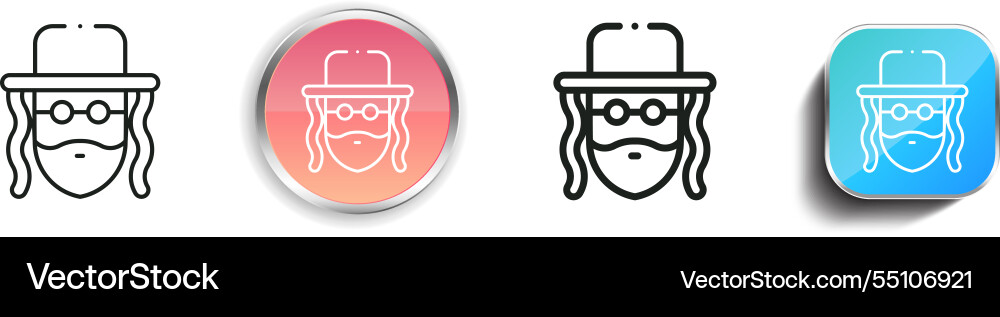 Jewish icon thin linear regular and button style vector image