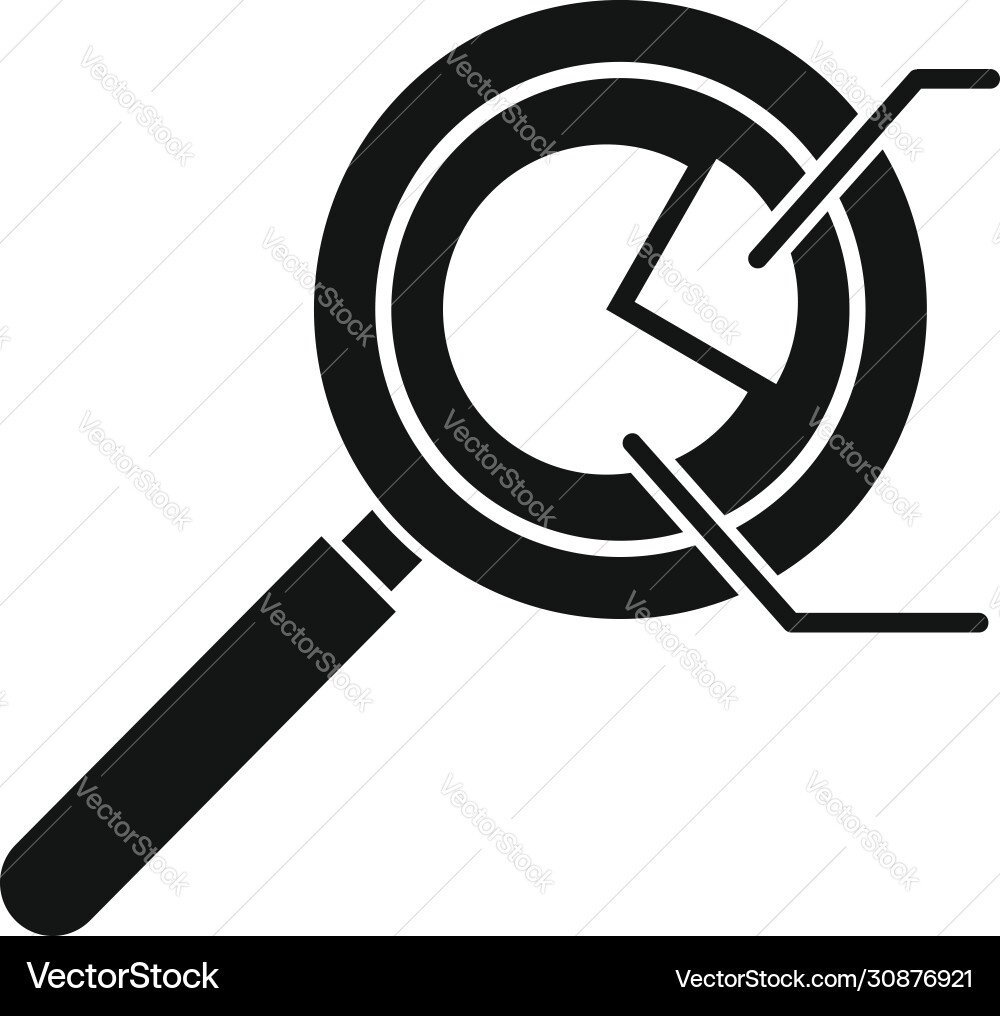 Magnifier pie chart icon simple style Magnifier pie chart icon simple style vector image