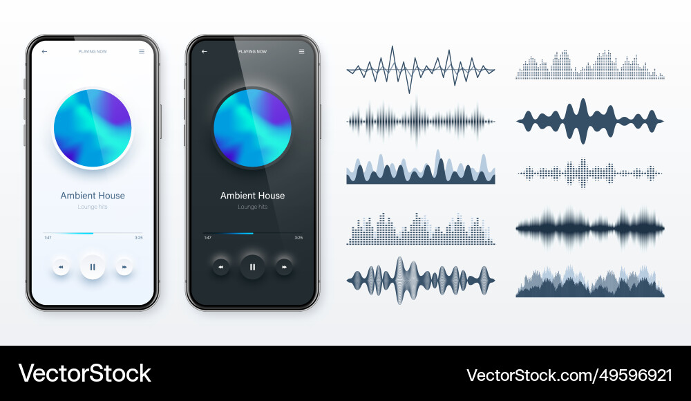 Online audio player user interface smartphone app Online audio player user interface smartphone app vector image